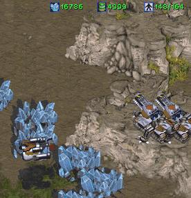 A Siege Tank cliffing a mineral line on Big Game Hunters (via Liquipedia)