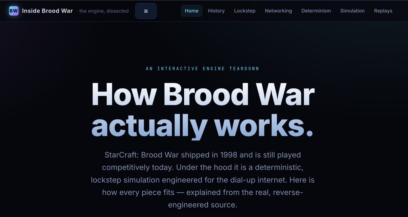 Inside Brood War, an interactive explainer of how the Brood War engine and replays work
